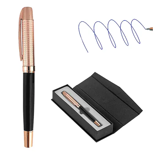 Bolígrafo Roller Metálico con Estuche L76+B ENCOBRIZADO/NEGRO