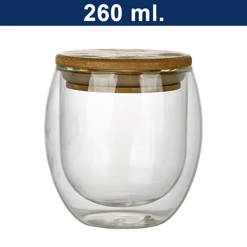 Vaso Vidrio doble Pared con Tapa M7
