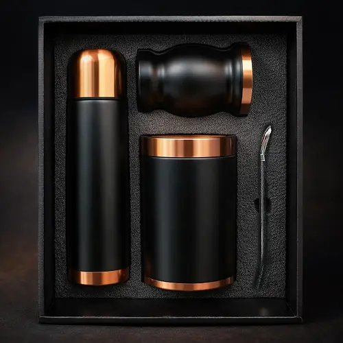 Set de Mate color ENCOBRIZADO /NEGRO con Bolso MAT02
