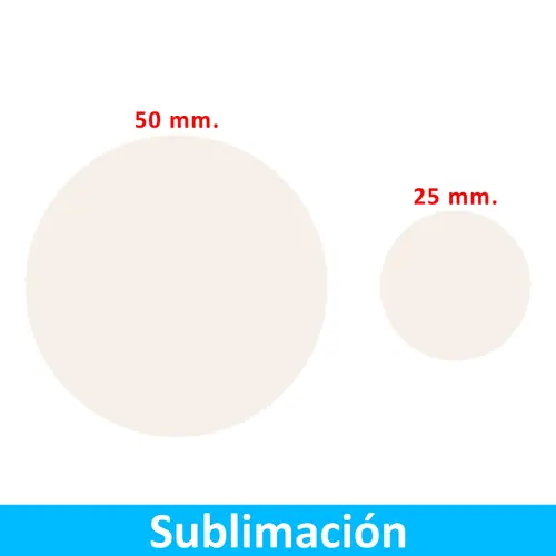 Sello o Disco Metálicos Sublimables 25mm. y 50mm. BLANCO